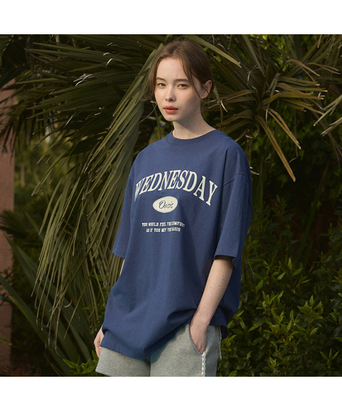 WEDNESDAYOASISFORWOMEN(ウェンズデー オアシス フォー ウーマン)の「W/シグニチャーオーバーサイズ半袖Tシャツ (6色)(Tシャツ/カットソー・レディース・ブルー/グリーン/アイボリー/ネイビー/グレー/ブラック・MEDIUM/LARGE)」の6枚目の写真