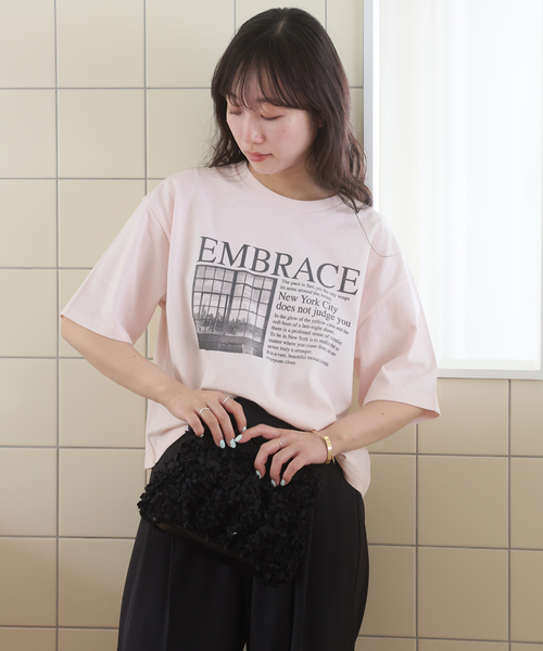 SCREEN STARS(スクリーンスターズ)の「《追加》SCREEN STARS SLOBE別注 ショートニュースペーパーTEE(Tシャツ/カットソー・レディース・ピンク/ホワイト・FREE)」の7枚目の写真