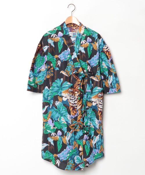 90s KENZO ゲンゾー レトロ ヴィンテージ 花柄 シャツワンピース M セール/ブランド古着】KENZO｜ケンゾーのシャツワンピース（ブルー