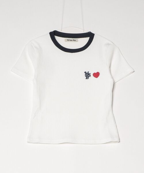 My sugar Babe(マイシュガーベイブ)の「lib knit t-shirt(Tシャツ/カットソー・メンズ・オフホワイト/ダークネイビー・フリー)」の1枚目の写真