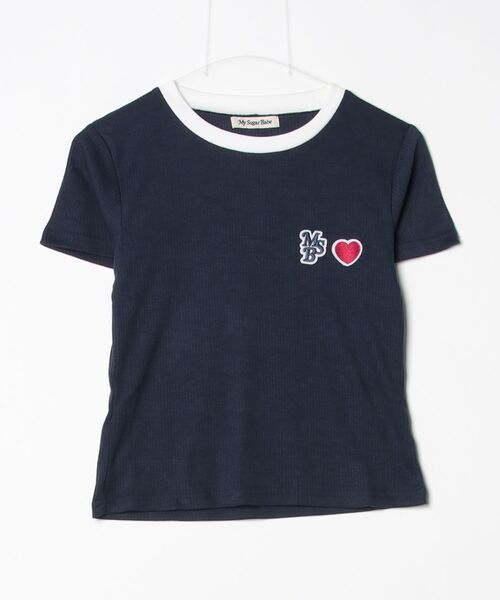 My sugar Babe(マイシュガーベイブ)の「lib knit t-shirt(Tシャツ/カットソー・メンズ・オフホワイト/ダークネイビー・フリー)」の2枚目の写真