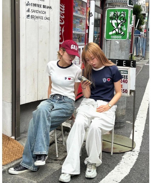 My sugar Babe(マイシュガーベイブ)の「lib knit t-shirt(Tシャツ/カットソー・メンズ・オフホワイト/ダークネイビー・フリー)」の4枚目の写真