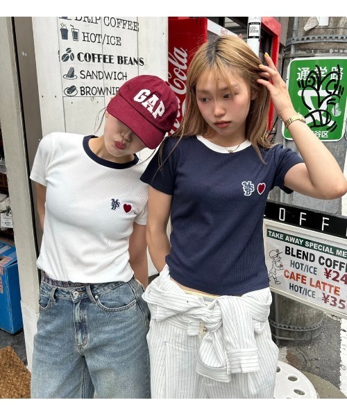 My sugar Babe(マイシュガーベイブ)の「lib knit t-shirt(Tシャツ/カットソー・メンズ・オフホワイト/ダークネイビー・フリー)」の5枚目の写真