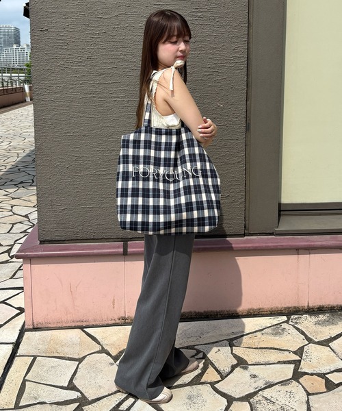 kutir(クティール)の「kutirlune/チェック柄2wayバッグ(トートバッグ・レディース・ブラック/イエロー/ブルー/ネイビー・FREE)」の19枚目の写真