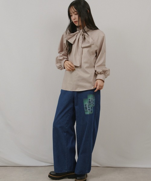 palm RICHE(ポームリシュ)の「無地ボウタイブラウス(シャツ/ブラウス・レディース・ブラック/ブルー/アイボリー・M)」の11枚目の写真