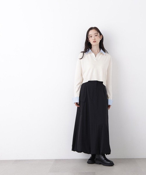 N.（N. Natural Beauty Basic）（エヌエヌナチュラルビューティーベーシック）の「シャツレイヤードニット（ニット/セーター・レディース・ホワイト系その他/ネイビー系/ブラウン系その他/ベージュ系その他・ﾌﾘ-）」の5枚目の写真