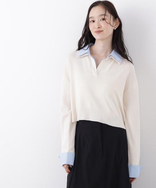 N.（N. Natural Beauty Basic）（エヌエヌナチュラルビューティーベーシック）の「シャツレイヤードニット（ニット/セーター・レディース・ホワイト系その他/ネイビー系/ブラウン系その他/ベージュ系その他・ﾌﾘ-）」の6枚目の写真