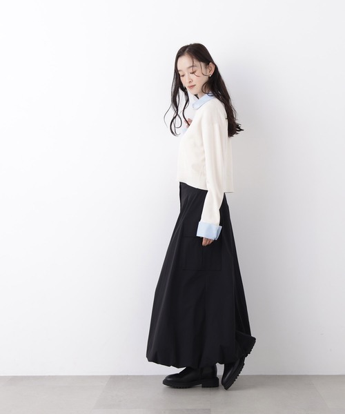 N.（N. Natural Beauty Basic）（エヌエヌナチュラルビューティーベーシック）の「シャツレイヤードニット（ニット/セーター・レディース・ホワイト系その他/ネイビー系/ブラウン系その他/ベージュ系その他・ﾌﾘ-）」の7枚目の写真