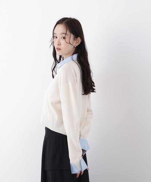 N.（N. Natural Beauty Basic）（エヌエヌナチュラルビューティーベーシック）の「シャツレイヤードニット（ニット/セーター・レディース・ホワイト系その他/ネイビー系/ブラウン系その他/ベージュ系その他・ﾌﾘ-）」の8枚目の写真