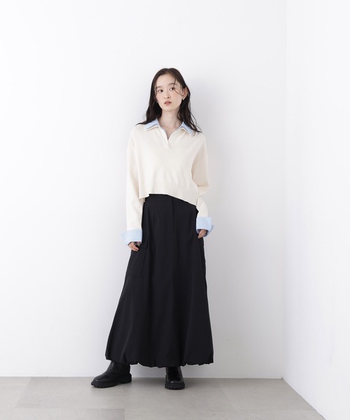 N.（N. Natural Beauty Basic）（エヌエヌナチュラルビューティーベーシック）の「シャツレイヤードニット（ニット/セーター・レディース・ホワイト系その他/ネイビー系/ブラウン系その他/ベージュ系その他・ﾌﾘ-）」の9枚目の写真
