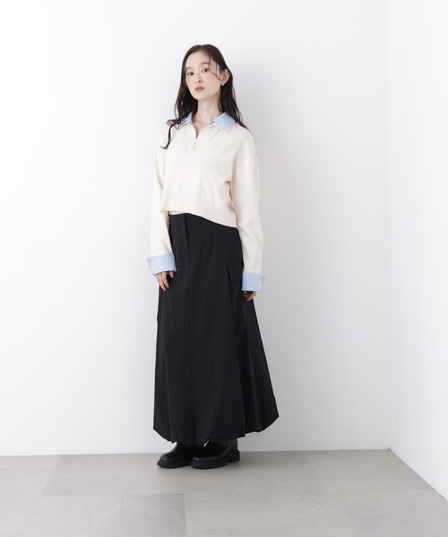 N.（N. Natural Beauty Basic）（エヌエヌナチュラルビューティーベーシック）の「シャツレイヤードニット（ニット/セーター・レディース・ホワイト系その他/ネイビー系/ブラウン系その他/ベージュ系その他・ﾌﾘ-）」の11枚目の写真