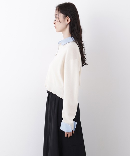N.（N. Natural Beauty Basic）（エヌエヌナチュラルビューティーベーシック）の「シャツレイヤードニット（ニット/セーター・レディース・ホワイト系その他/ネイビー系/ブラウン系その他/ベージュ系その他・ﾌﾘ-）」の12枚目の写真