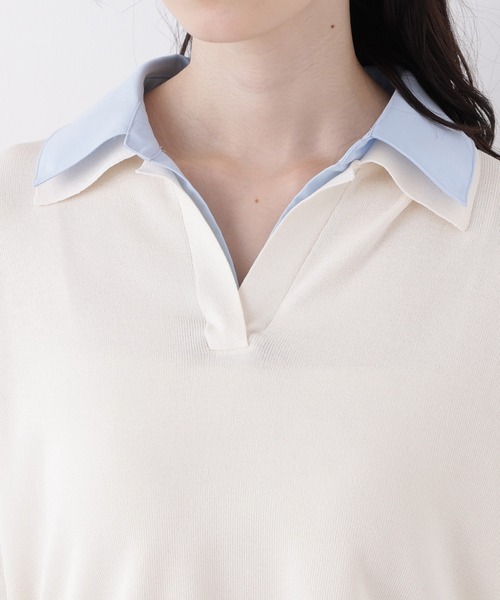 N.（N. Natural Beauty Basic）（エヌエヌナチュラルビューティーベーシック）の「シャツレイヤードニット（ニット/セーター・レディース・ホワイト系その他/ネイビー系/ブラウン系その他/ベージュ系その他・ﾌﾘ-）」の14枚目の写真