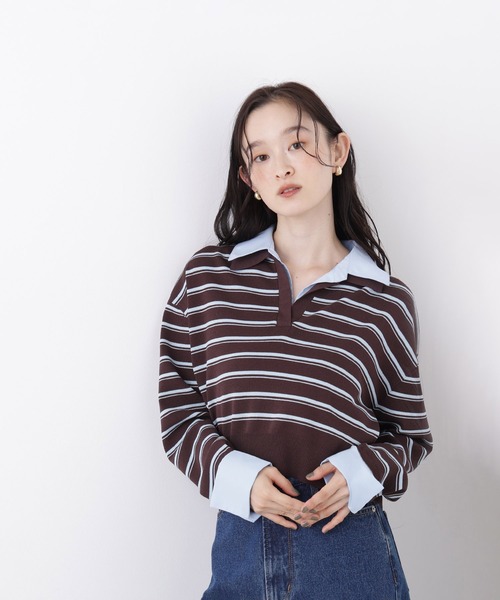 N.（N. Natural Beauty Basic）（エヌエヌナチュラルビューティーベーシック）の「シャツレイヤードニット（ニット/セーター・レディース・ホワイト系その他/ネイビー系/ブラウン系その他/ベージュ系その他・ﾌﾘ-）」の18枚目の写真