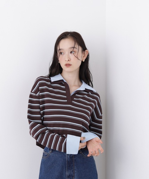 N.（N. Natural Beauty Basic）（エヌエヌナチュラルビューティーベーシック）の「シャツレイヤードニット（ニット/セーター・レディース・ホワイト系その他/ネイビー系/ブラウン系その他/ベージュ系その他・ﾌﾘ-）」の21枚目の写真