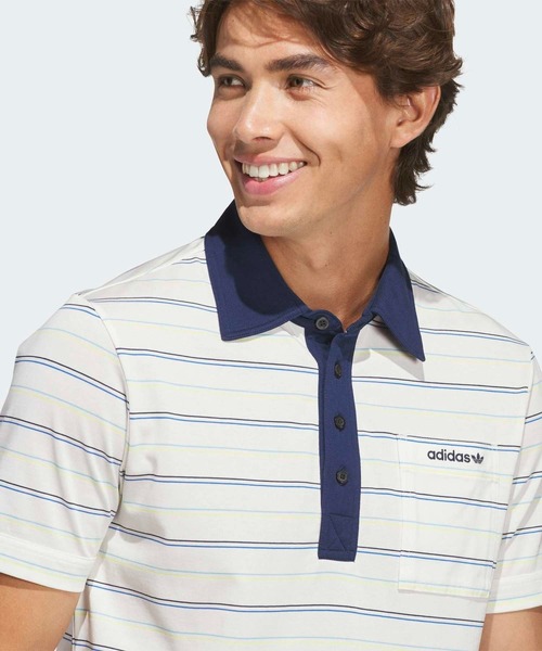adidas(アディダス)の「オリジナルス アーカイブ ストライプ ポロ【adidas Golf/アディダスゴルフ】(ポロシャツ・メンズ・ホワイト系その他・XX-LARGE/3XL/LARGE/MEDIUM/SMALL/X-LARGE)」の3枚目の写真