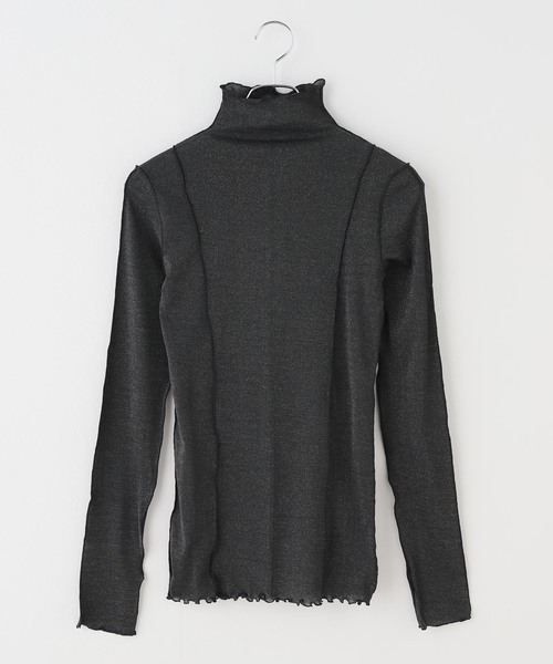 HAKUJI（ハクジ）の「HAKUJI ハクジ Shiny rib ハイネックプルオーバー H232642（Tシャツ/カットソー・レディース・ブラック・FREE）」の4枚目の写真