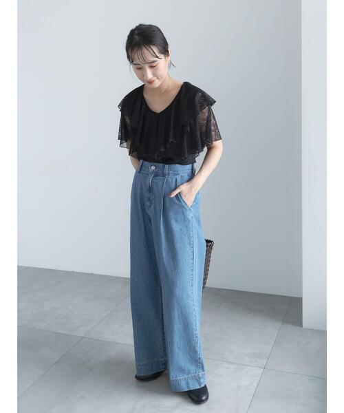 Te chichi(テチチ)の「ラッフルレースブラウス(シャツ/ブラウス・レディース・ブラック/オフホワイト・F)」の5枚目の写真