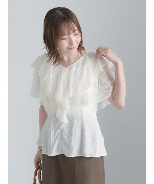 Te chichi(テチチ)の「ラッフルレースブラウス(シャツ/ブラウス・レディース・ブラック/オフホワイト・F)」の7枚目の写真