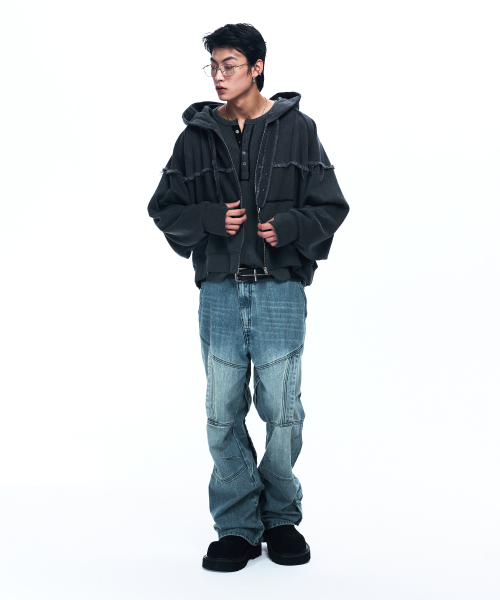 RSSC(アールエスエスシー)の「MIX CROP HOOD ZIPUP - CHARCOAL(パーカー・レディース・その他・1/2)」の3枚目の写真
