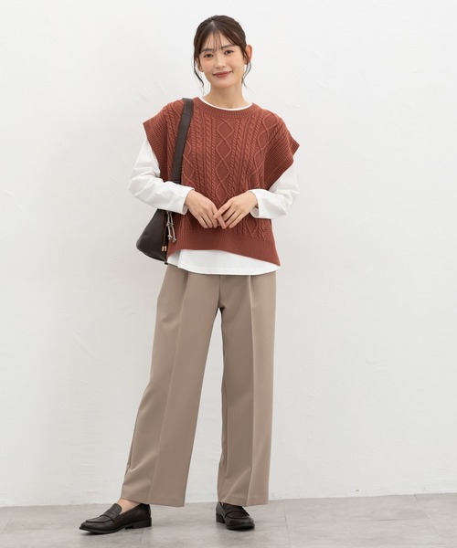Honeys(ハニーズ)の「Tシャツ付ニットベスト(ニット/セーター・レディース・カーキ/ベージュ系その他2/オレンジ/ネイビー・S/L/LL/M)」の8枚目の写真