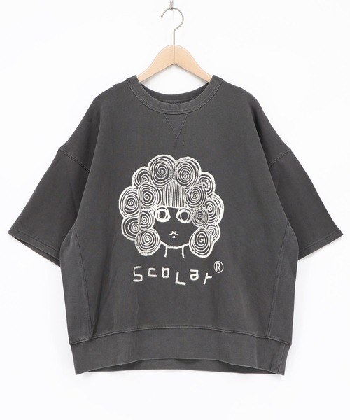 ScoLar(スカラー)の「163622:スカラーちゃん ピグメント染めプルオーバー(Tシャツ/カットソー・レディース・ブラウン/チャコールグレー・M)」の2枚目の写真
