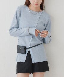 肩パット付きリブカーディガン