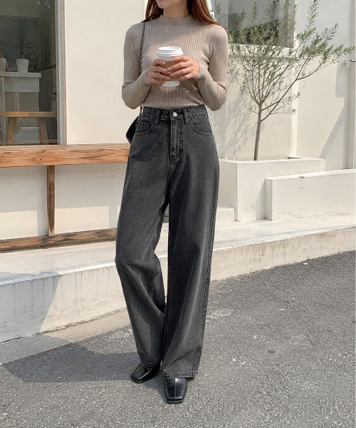 Mku Ekta（ムクエクタ）の「ハイウエストワイドレッグジーンズ（デニムパンツ・レディース・ブルー/ダークグレー・M/S/XL/L）」の11枚目の写真