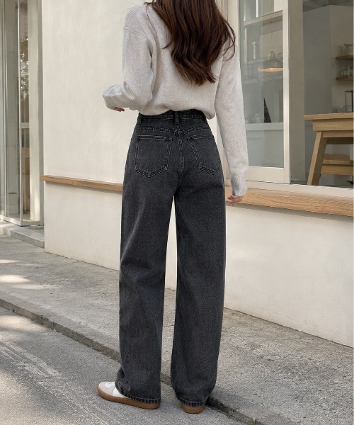 Mku Ekta（ムクエクタ）の「ハイウエストワイドレッグジーンズ（デニムパンツ・レディース・ブルー/ダークグレー・M/S/XL/L）」の8枚目の写真