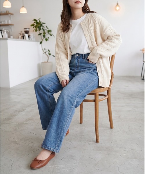 Mku Ekta（ムクエクタ）の「ハイウエストワイドレッグジーンズ（デニムパンツ・レディース・ブルー/ダークグレー・M/S/XL/L）」の22枚目の写真