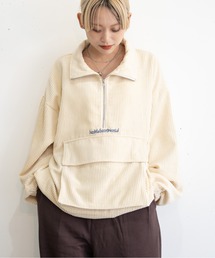 bashful base Oriental（バッシュフルベースオリエンタル）の「【bbO】コーデュロイハーフジップアノラック（スウェット）」