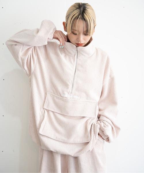 bashful base Oriental(バッシュフルベースオリエンタル)の「【bbO】コーデュロイハーフジップアノラック(スウェット・メンズ・ブラック/ピンク/アイボリー/ブラウン・MEDIUM/LARGE)」の19枚目の写真