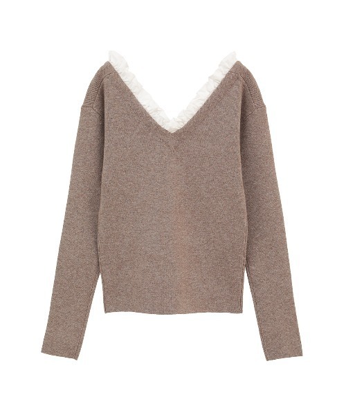 CLANE(クラネ)の「【CLANE/クラネ】2WAY FRILL V NECK KNIT TOPS/2WAYフリルVネックニットトップス(ニット/セーター・レディース・ベージュ/グレー/ブラック・1)」の11枚目の写真
