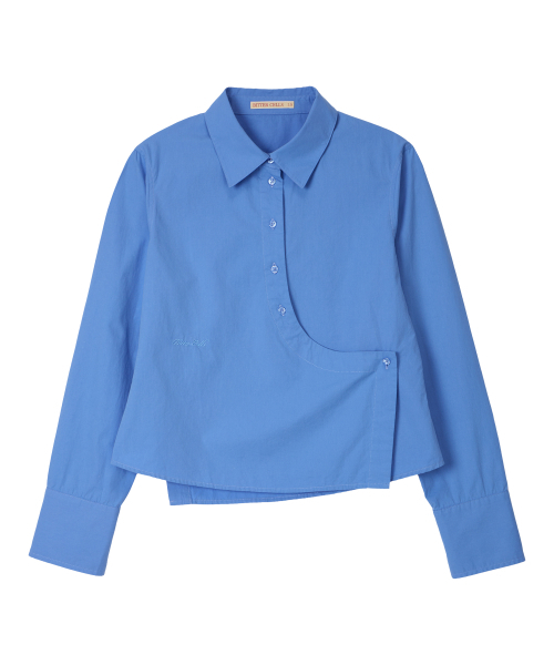 BITTER CELLS(ビターセルズ)の「ツイストクロップシャツ-ブルー(シャツ/ブラウス・レディース・その他・SMALL/MEDIUM)」の2枚目の写真