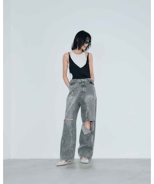 THINGS THAT MATTER(シングス ザット マター)の「SPARKLE DENIM PANTS/スパークルデニムパンツ(デニムパンツ・レディース・ブルー/ブラック・1/2)」の3枚目の写真