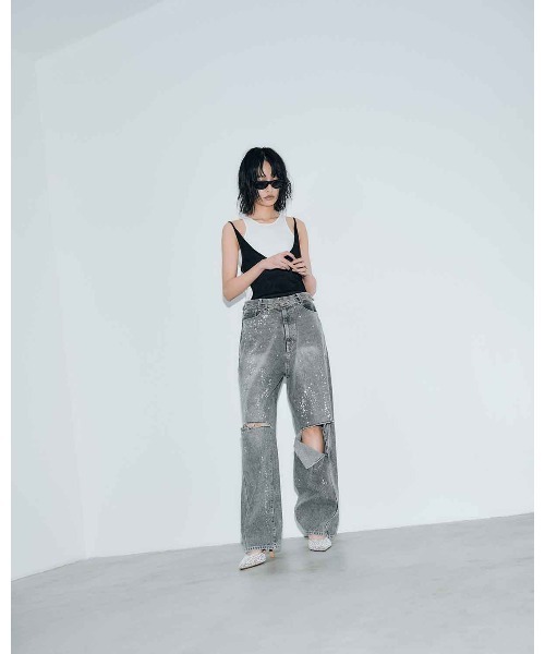 THINGS THAT MATTER(シングス ザット マター)の「SPARKLE DENIM PANTS/スパークルデニムパンツ(デニムパンツ・レディース・ブルー/ブラック・1/2)」の6枚目の写真