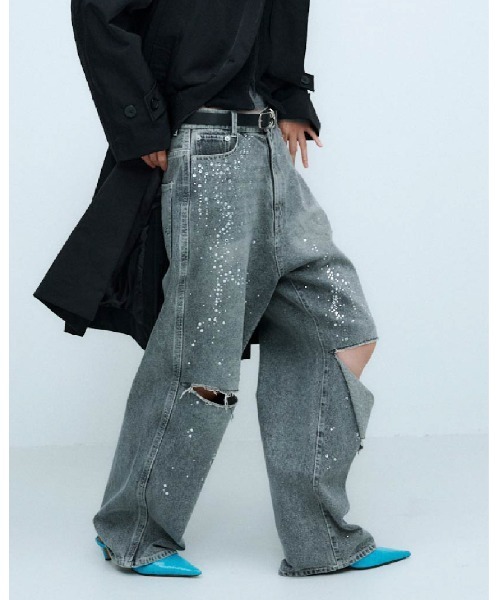 THINGS THAT MATTER(シングス ザット マター)の「SPARKLE DENIM PANTS/スパークルデニムパンツ(デニムパンツ・レディース・ブルー/ブラック・1/2)」の7枚目の写真