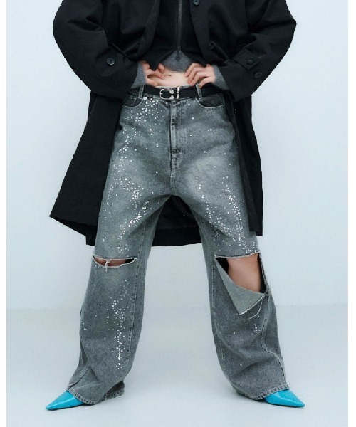 THINGS THAT MATTER(シングス ザット マター)の「SPARKLE DENIM PANTS/スパークルデニムパンツ(デニムパンツ・レディース・ブルー/ブラック・1/2)」の9枚目の写真