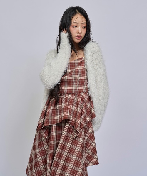 REDYAZEL(レディアゼル)の「チェックキャミソールティアードロングワンピース(ワンピース・レディース・ブラウン系その他/レッド系その他/ブルー系その他・FREE)」の8枚目の写真