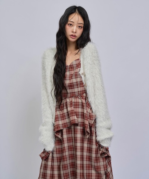 REDYAZEL(レディアゼル)の「チェックキャミソールティアードロングワンピース(ワンピース・レディース・ブラウン系その他/レッド系その他/ブルー系その他・FREE)」の9枚目の写真