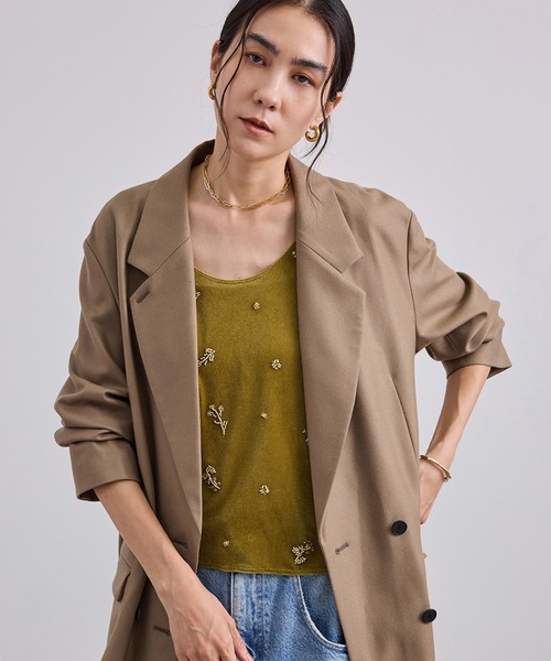 SALON adam et rope'(サロン アダム エ ロペ)の「ビジューメッシュベロアタンク / セットアップ対応(タンクトップ・レディース・ブラック/イエロー系その他5・FREE)」の2枚目の写真