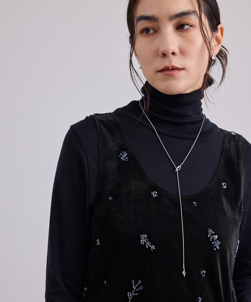 SALON adam et rope'(サロン アダム エ ロペ)の「ビジューメッシュベロアタンク / セットアップ対応(タンクトップ・レディース・ブラック/イエロー系その他5・FREE)」の9枚目の写真