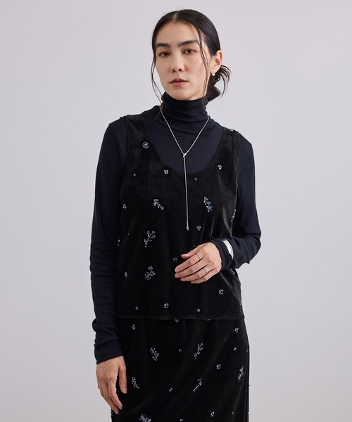SALON adam et rope'(サロン アダム エ ロペ)の「ビジューメッシュベロアタンク / セットアップ対応(タンクトップ・レディース・ブラック/イエロー系その他5・FREE)」の11枚目の写真