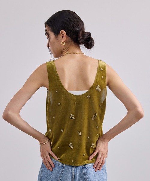 SALON adam et rope'(サロン アダム エ ロペ)の「ビジューメッシュベロアタンク / セットアップ対応(タンクトップ・レディース・ブラック/イエロー系その他5・FREE)」の15枚目の写真