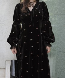 floral embroidery velor OP