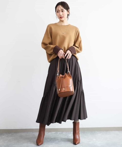 MK MICHEL KLEIN（エムケーミッシェルクラン）の「[2way]バケツ型巾着バッグ（ショルダーバッグ・レディース・サンドベージュ/ブラック・38）」の14枚目の写真