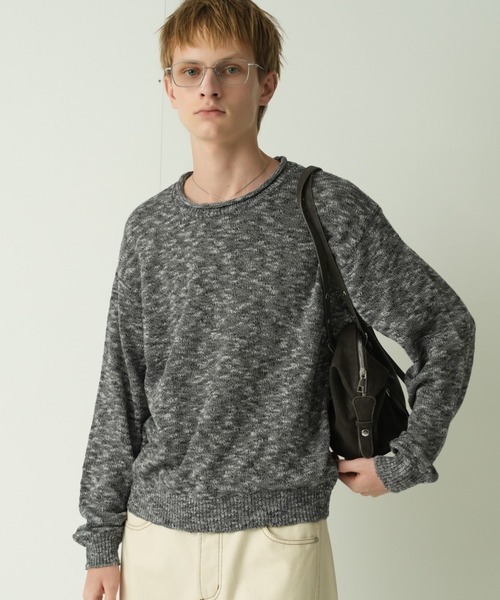 Adoon plain(アドーンプレーン)の「CURL SLUB BASIC KNIT / カールスラブベーシックニット(ニット/セーター・メンズ・チャコールグレー/ライトグレー/ボルドー・MEDIUM/LARGE)」の18枚目の写真