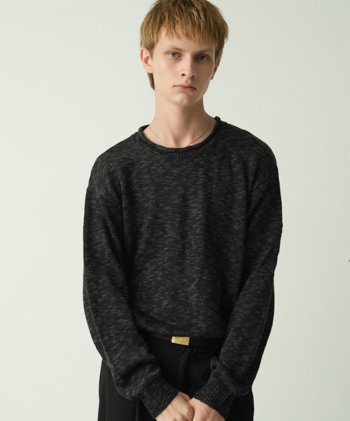 Adoon plain(アドーンプレーン)の「CURL SLUB BASIC KNIT / カールスラブベーシックニット(ニット/セーター・メンズ・チャコールグレー/ライトグレー/ボルドー・MEDIUM/LARGE)」の22枚目の写真