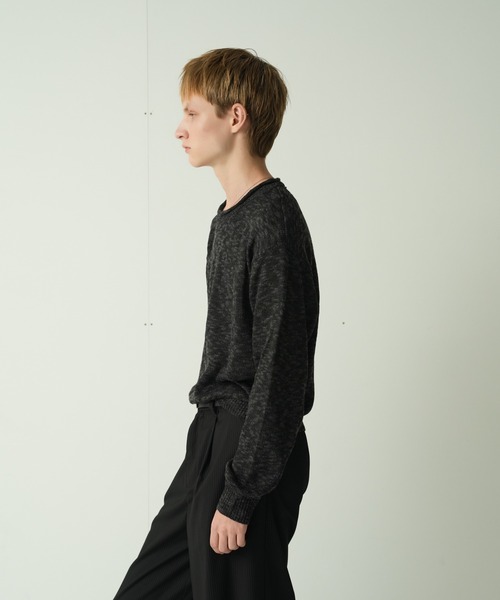 Adoon plain(アドーンプレーン)の「CURL SLUB BASIC KNIT / カールスラブベーシックニット(ニット/セーター・メンズ・チャコールグレー/ライトグレー/ボルドー・MEDIUM/LARGE)」の16枚目の写真