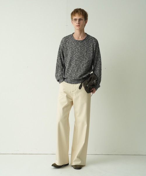 Adoon plain(アドーンプレーン)の「CURL SLUB BASIC KNIT / カールスラブベーシックニット(ニット/セーター・メンズ・チャコールグレー/ライトグレー/ボルドー・MEDIUM/LARGE)」の15枚目の写真